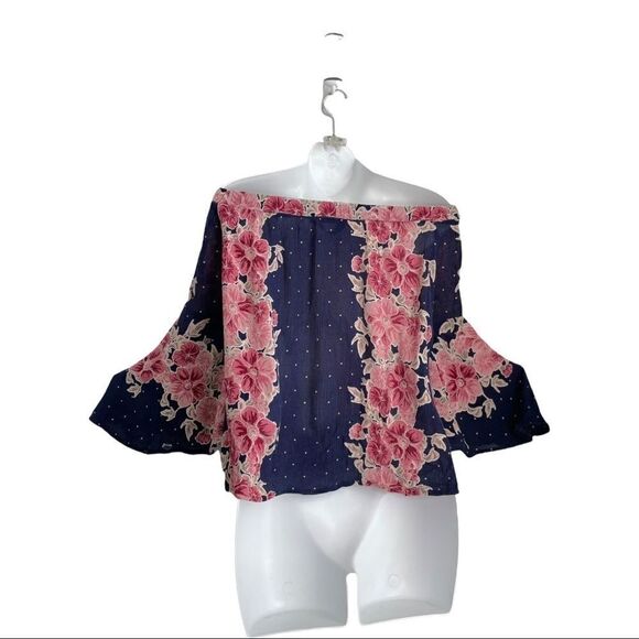 Francesca Floral Polka Dot Off Shoulder Batwing Top - Picture 8 of 16